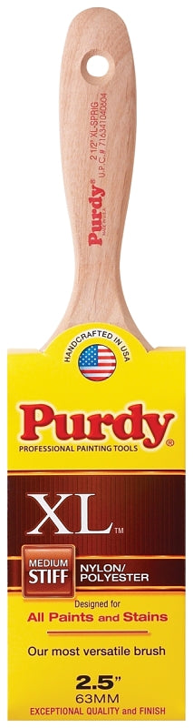 Purdy XL Sprig 144380325 Flat Trim Brush, 2-1/2 in W, 2-15/16 in L Bristle, Nylon/Polyester Bristle