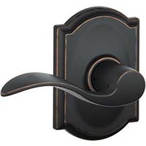 Schlage Accent Series F10VACC716CAM Passage Lever, Mechanical Lock, Aged Bronze, Metal, Residential, 2 Grade