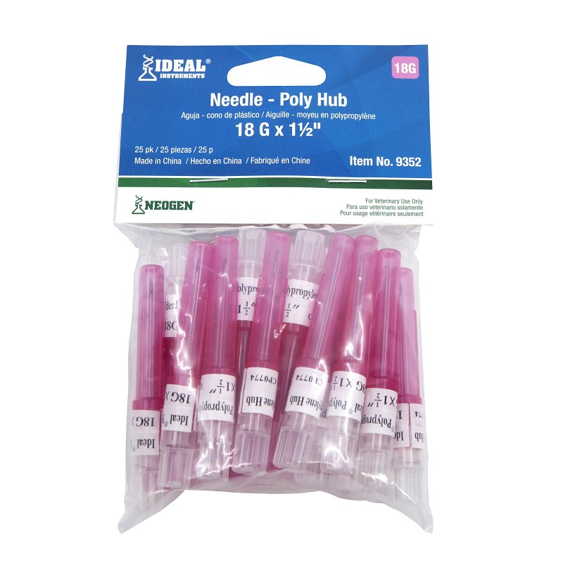 Neogen 9352 Hub Needle, 18 ga, 1-1/2 in L, 25/PK