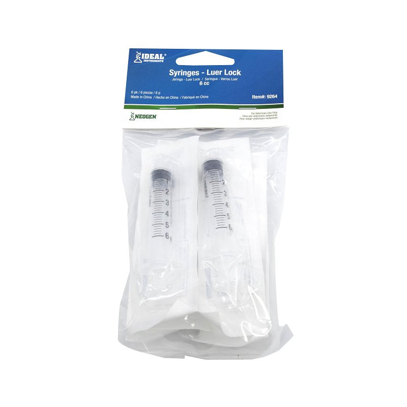 Ideal 9264 Luer Lock Syringe, 6 cc Capacity