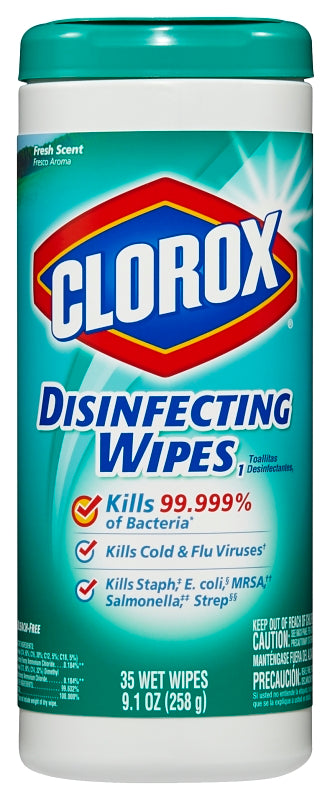 Clorox 01593 Disinfecting Wipes, Liquid, Fresh, White