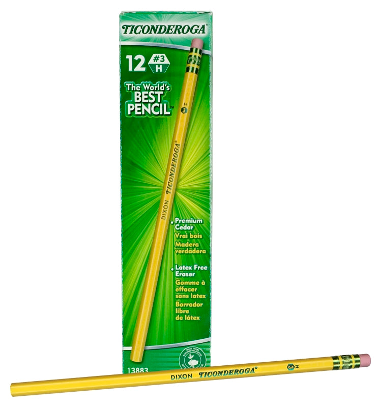 TICONDEROGA 13883 Pencil, Medium Hard Lead, Wood Barrel