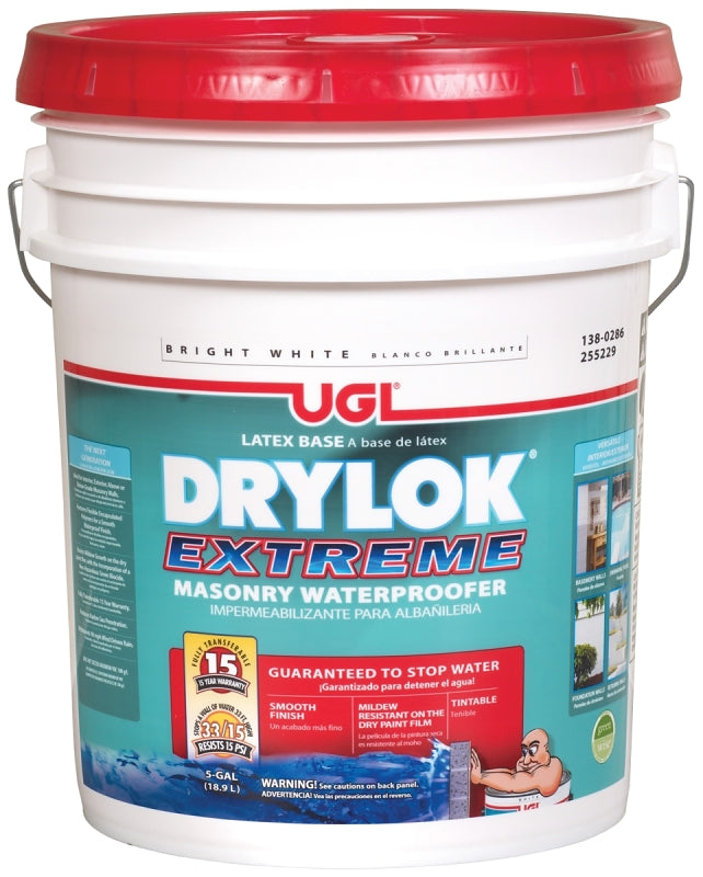 Drylok Extreme Series 28615 Masonry Waterproofer, White, Liquid, 5 gal, Pail