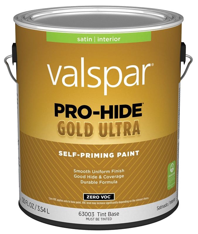 Valspar Pro-Hide Gold Ultra 6300 028.0063003.007 Latex Paint, Acrylic Base, Satin, Tint White, 1 gal