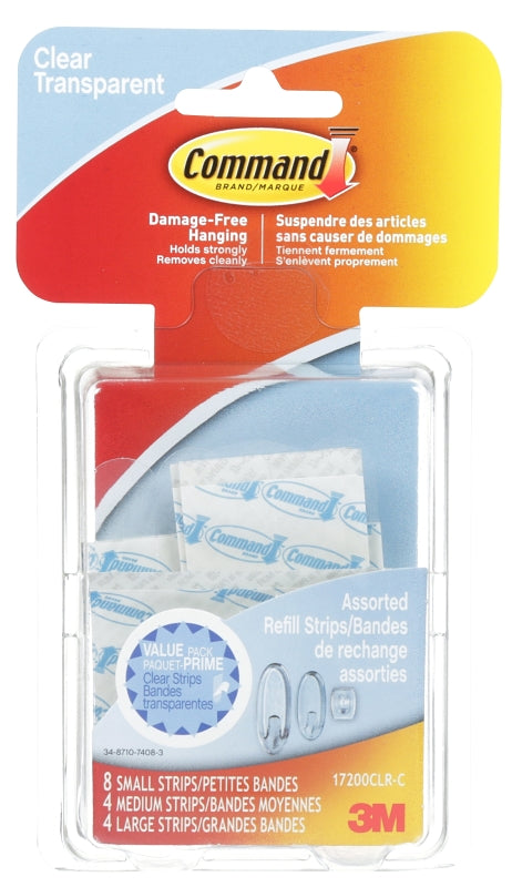 Command 17200CLR-C Poster Strip Refill, Plastic Backing, Clear