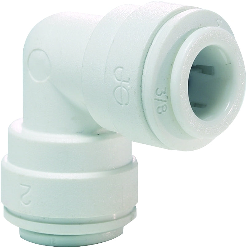 John Guest PP0308WP Union Pipe Elbow, 1/4 in, Polypropylene, White, 150 psi Pressure