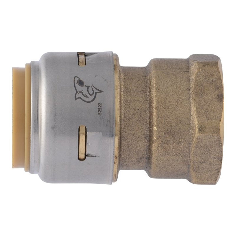 SharkBite Max UR088A Pipe Coupling, 3/4 in PTC x 3/4 in FNPT, Brass, 250 psi Pressure