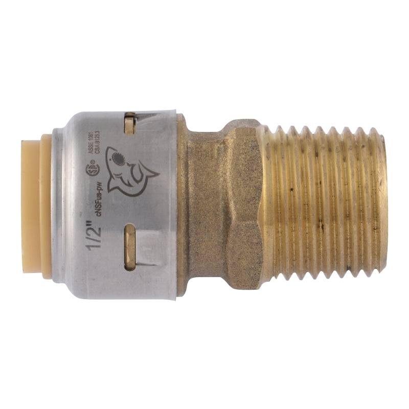 SharkBite UR120A Adapter, 1/2 in, MNPT, Brass, 250 psi Pressure