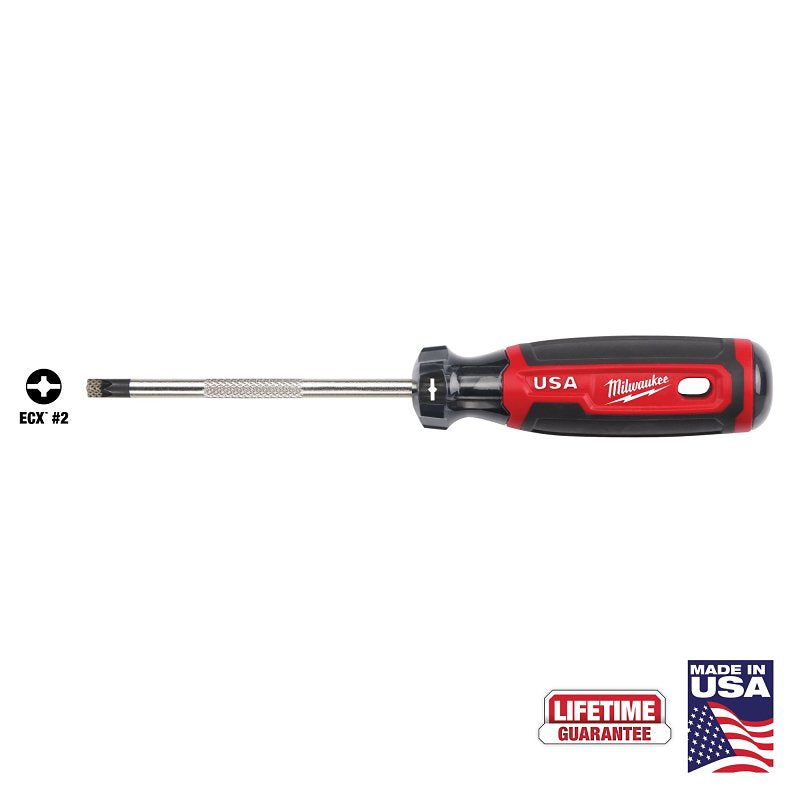 Milwaukee MT216 Screwdriver, #2 Drive, ECX Drive, 8.3 in OAL, 4 in L Shank, Acetate Handle, Cushion-Grip Handle