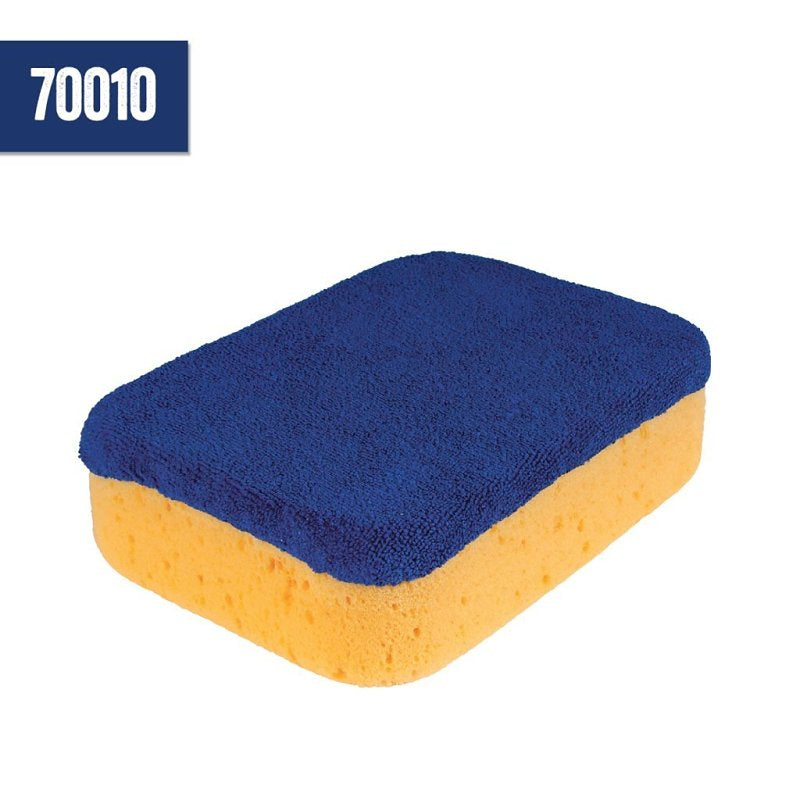 QEP 70010 Polishing Sponge, 7-1/2 in L, 5-1/2 in W, 2 in Thick, Microfiber, Blue/Yellow