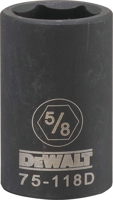 DeWALT DWMT75118OSP Deep Impact Socket, 5/8 in Socket, 1/2 in Drive, 6-Point, Steel, Black Oxide