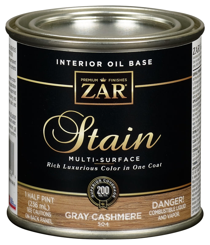 ZAR 50406 Interior Stain, Gray Cashmere, Liquid, 0.5 pt