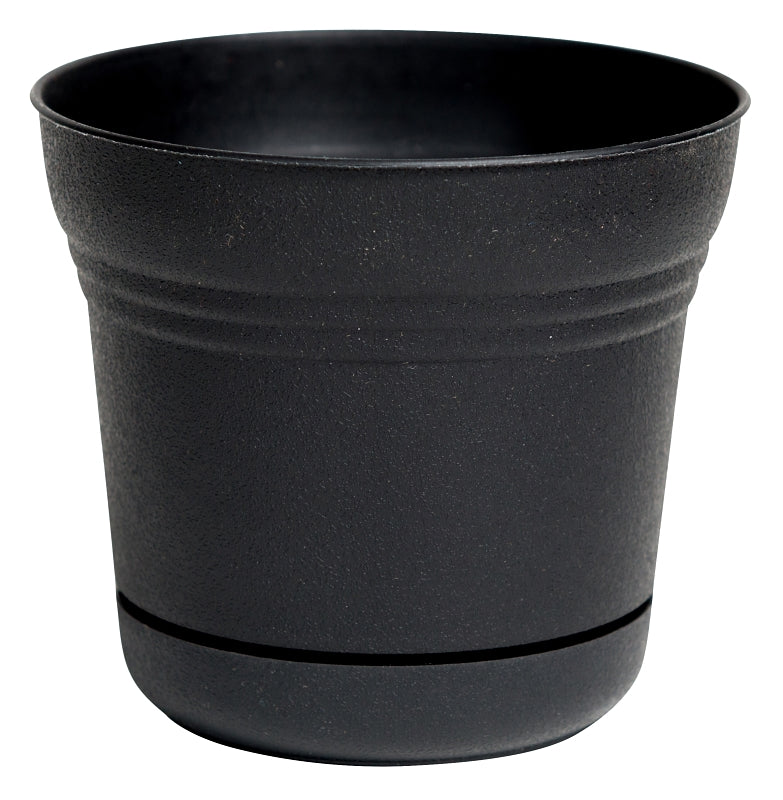 Bloem SP1400 Planter, 12-3/4 in H, Round, Plastic, Black