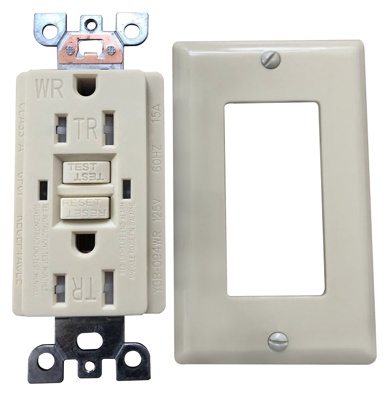 Genmax TRWR15VST GFCI Wall Receptacle, 15 A, Ivory