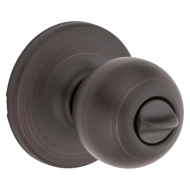 Kwikset 300P 11P CP Privacy Lockset, Venetian Bronze, Interior Locking, Reversible Hand, For: Bedroom and Bathroom Doors