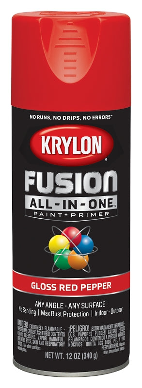 Krylon K02720007 Spray Paint, Gloss, Red Pepper, 12 oz, Can