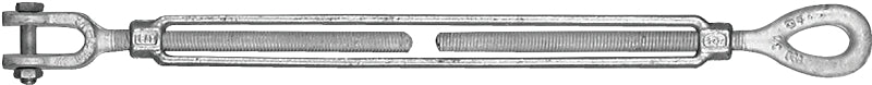 BARON 18-5/8X6 Turnbuckle, 3500 lb Working Load, 5/8 in Thread, Jaw, Eye, 6 in L Take-Up, Galvanized Steel