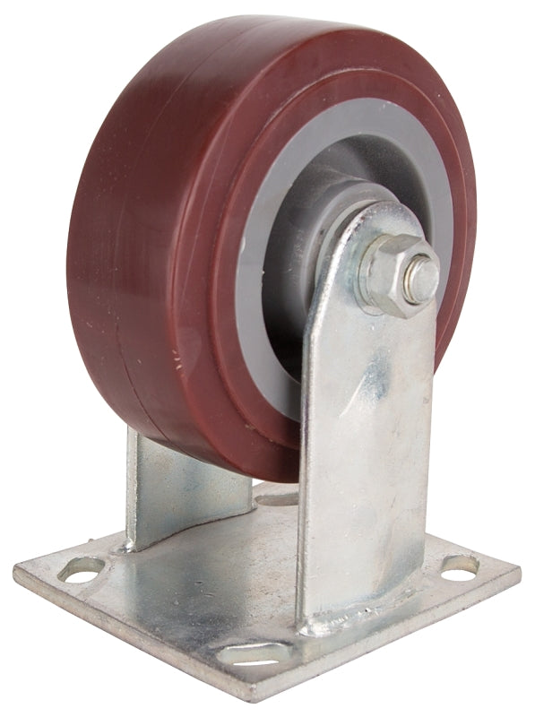 ProSource JC-P03 Rigid Caster, 5 in Dia Wheel, 2 in W Wheel, PU Wheel, Gray, 450 lb, Steel Housing Material