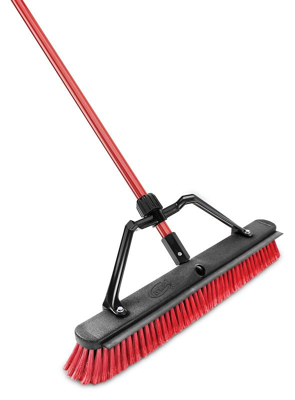 Libman 1230 Multi-Surface Squeegee Push Broom, 25-1/2 in Sweep Face, 3 in L Trim, Recycled PET Bristle, 64 in L, Red