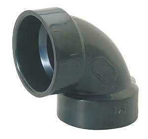 IPEX Drainway Series 027120 Pipe Elbow, 1-1/4 in, Hub, 90 deg Angle, ABS, Black