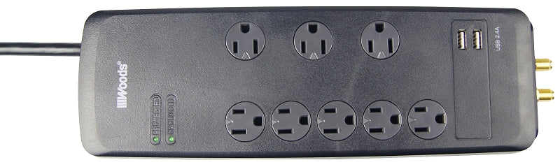 Woods 41629 Surge Protector Strip, 120 V, 15 A, 8 -Outlet, 3540 J Energy