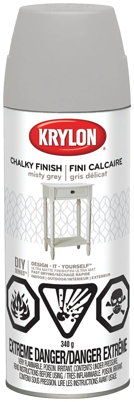 Krylon 4102 Chalk Spray Paint, Misty Gray, 12 oz, Can