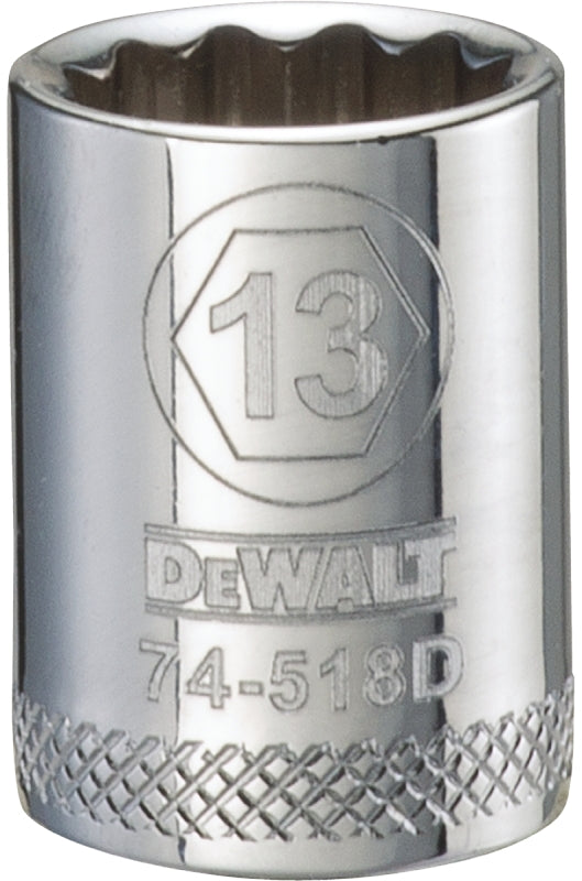 DeWALT DWMT74518OSP Hand Socket, 13 mm Socket, 3/8 in Drive, 12-Point, Vanadium Steel, Polished Chrome