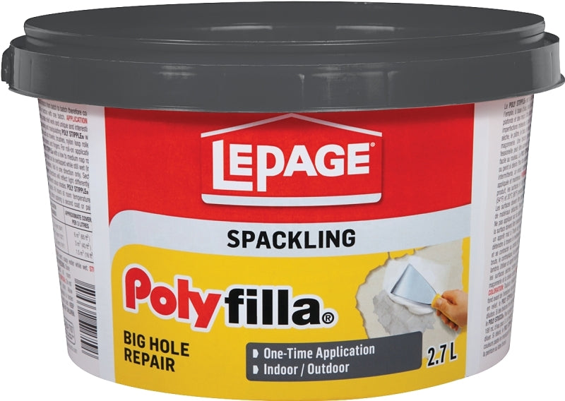 LePage Polyfilla 1292891 Spackling, White, 2.7 L Plastic Tub