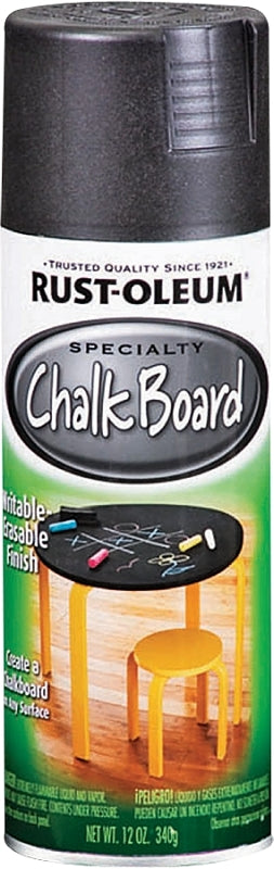 Rust-Oleum 301438 Chalkboard Spray Paint, Solvent-Like, Black, 11 oz, Aerosol Can