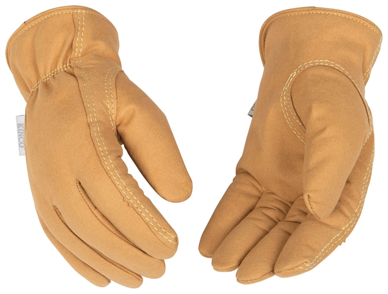 Kinco 254HKW-S Driver Gloves, Women's, S, Keystone Thumb, Easy-On Cuff, Synthetic Leather, Tan