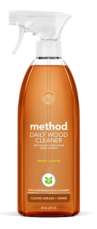 method Wood for Good 1182 Daily Wood Cleaner, 28 oz Bottle, Liquid, Almond, Translucent Amber