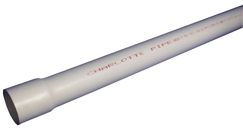 Charlotte Pipe PVC 09400B 0600 Pipe, 4 in, 20 ft L, SCH 40 Schedule, PVC