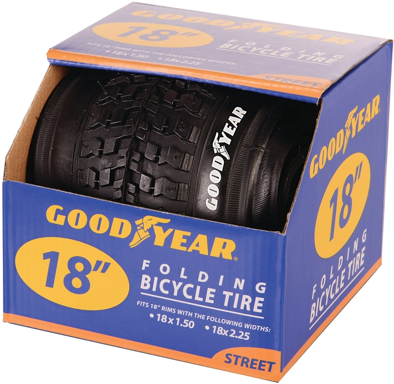 Kent 91054 Bike Tire, Folding, Black, For: 18 x 1-1/2 to 2-1/2 in Rim