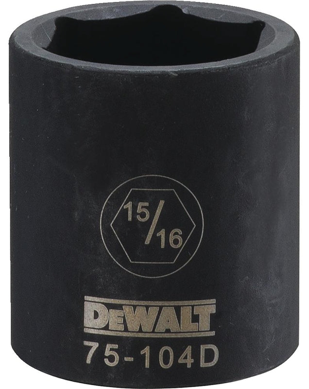 DeWALT DWMT75104OSP Deep Impact Socket, 15/16 in Socket, 1/2 in Drive, 6-Point, Steel, Black Oxide