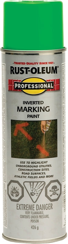 Rust-Oleum 242675 Inverted Marking Spray Paint, Matte, Fluorescent Green, 426 g, Can