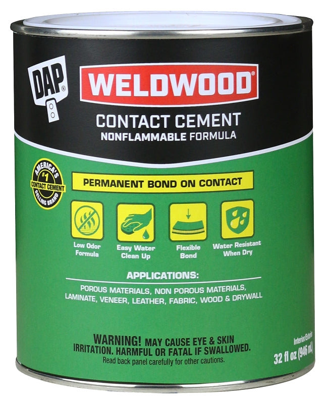 DAP 25332 Contact Cement, Liquid, Slight, White, 1 qt, Can