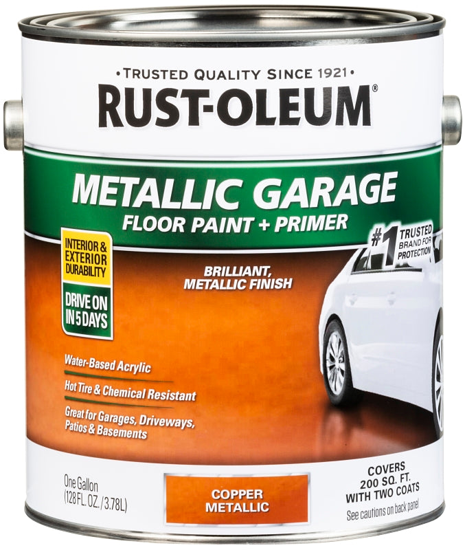 RUST-OLEUM 349355 Concrete and Garage Floor Paint, Metallic, Copper, 1 gal