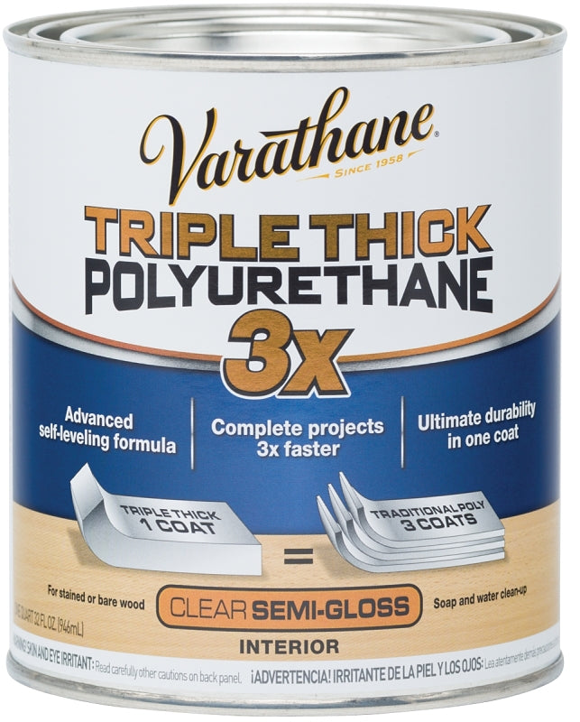 Varathane 284472 Polyurethane, Semi-Gloss, Liquid, Clear, 1 qt, Can