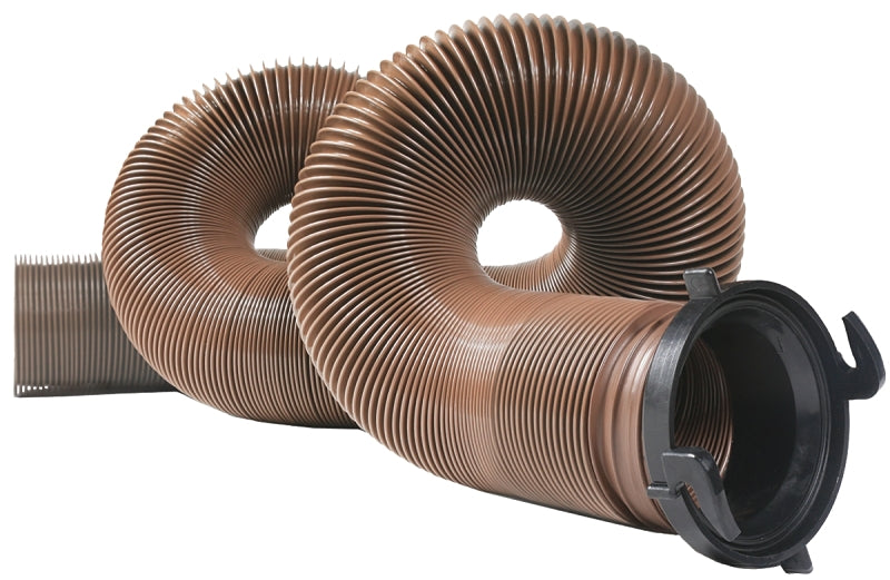 Camco 39691 Sewer Hose, 15 ft Extended, 27 in Compressed L, HTS Vinyl, Brown