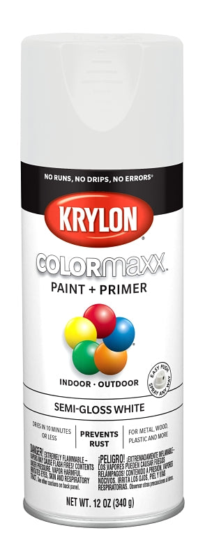 Krylon K05580007 Enamel Spray Paint, Semi-Gloss, White, 12 oz, Can