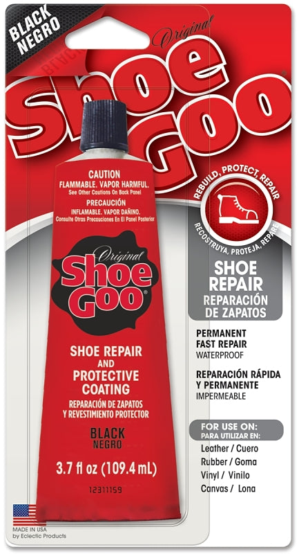 Shoe GOO 110212 Shoe Repair Adhesive, Gel, Liquid, Black/Clear, 3.7 oz, Tube