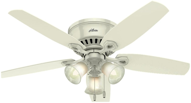 Hunter 53326 Ceiling Fan, 5-Blade, Light Oak/Snow White Blade, 52 in Sweep, 3-Speed, With Lights: Yes