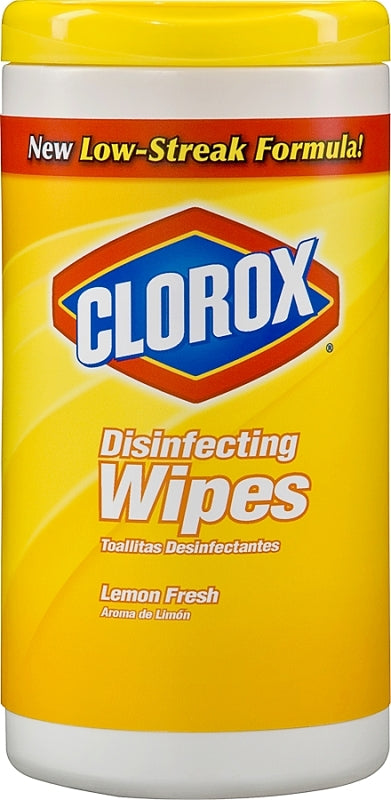 Clorox 01628 Disinfecting Wipes, Can, Liquid, Citrus, White