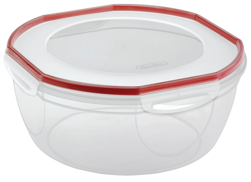 Sterilite Ultra•Seal 03958602 Storage Bowl, 8.1 qt Capacity, Plastic, Clear/Rocket Red, 5-5/8 in Dia, 12 in H