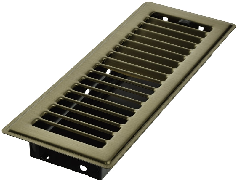 Imperial RG0201 Floor Register, 10 in L, 3 in W, Steel, Antique Brass