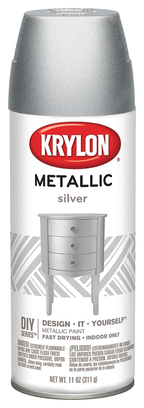 Krylon K01406 Metallic Spray Paint, Metallic, Silver, 11 oz, Can