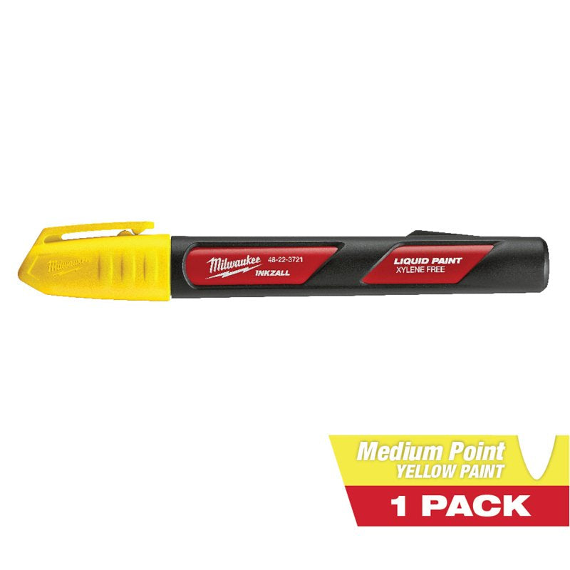 Milwaukee INKZALL Series 48-22-3722 Liquid Paint Marker, Red/Yellow, 6.09 in L, Plastic Barrel