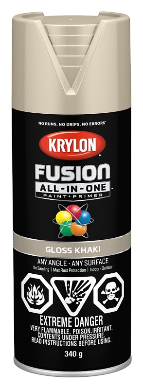 Krylon 427130007 Spray Paint, Gloss, Khaki, 12 oz, Can