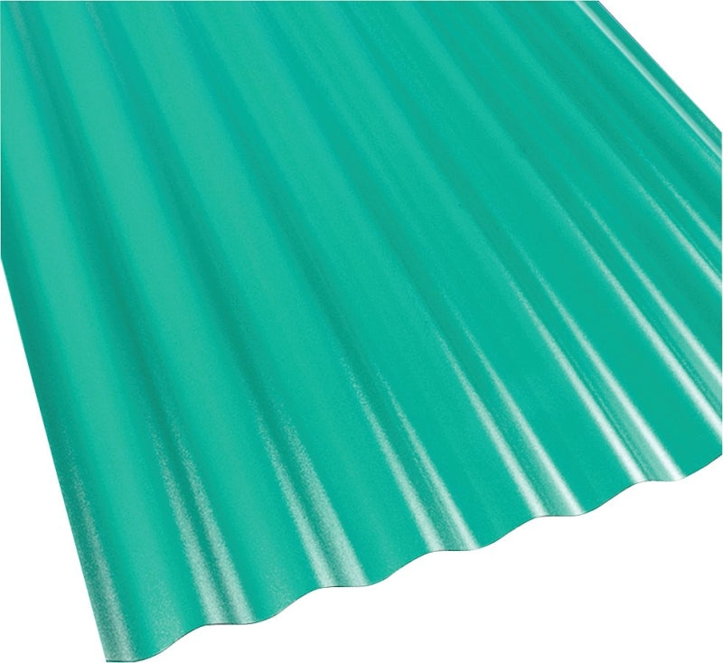 Suntop 108976 Corrugated Roofing Panel, 8 ft L, 26 in W, 0.063 Thick Material, PVC, Rain forest Green