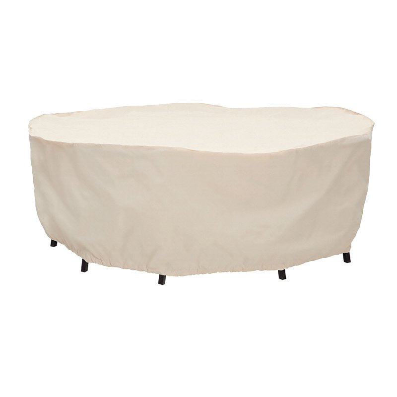 Mr. BAR-B-Q 07838BB Round Table and Chair Dining Set Cover, 30 in L, 80 in W, Elastic, Taupe